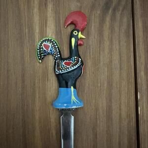 Vintage Rooster Letter opener Hand Painted Country Cottagecore